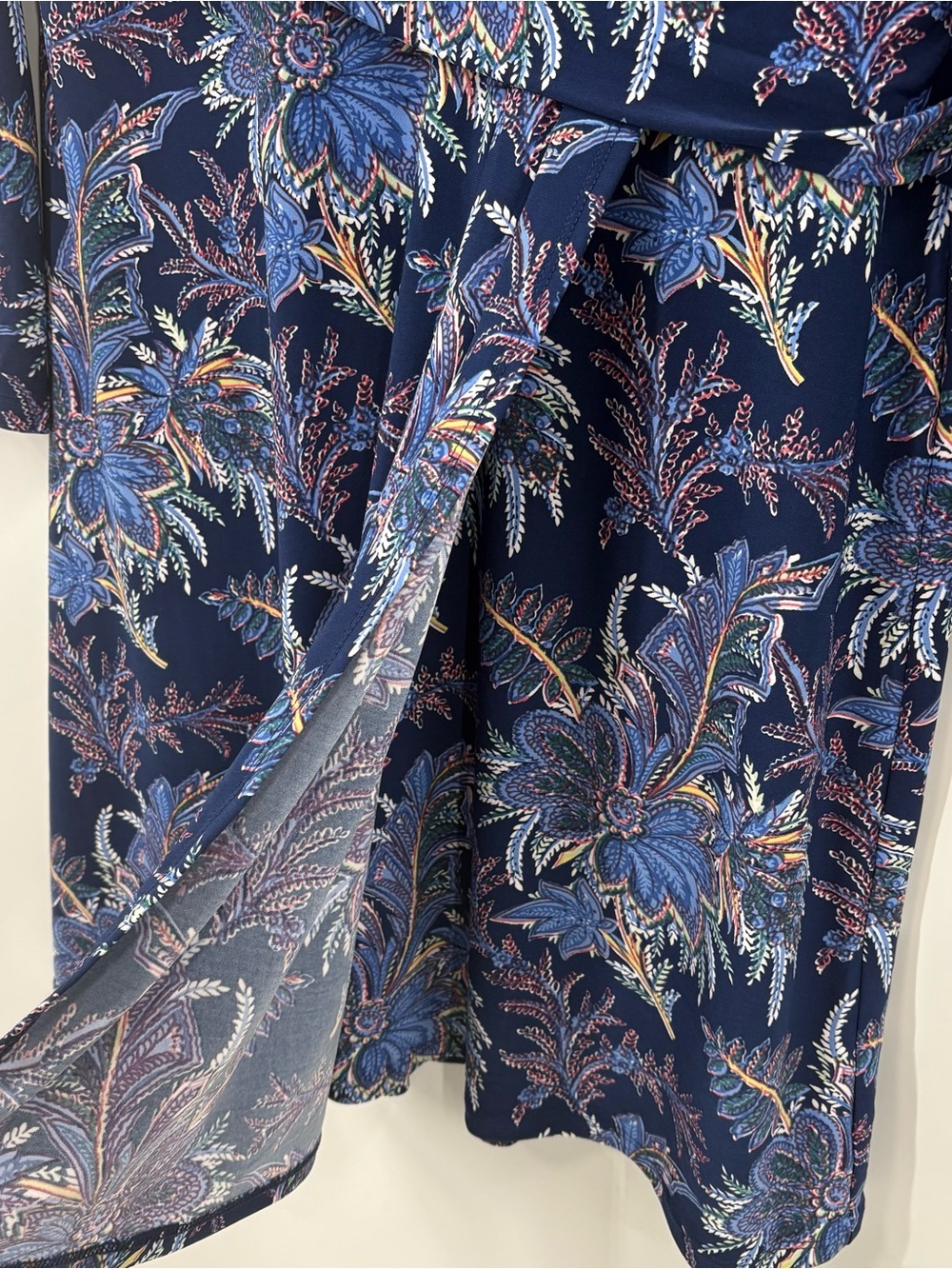 Lauren Ralph Lauren New Navy Floral Long-Sleeve Faux Wrap Dress | 10 - Picture 8 of 11